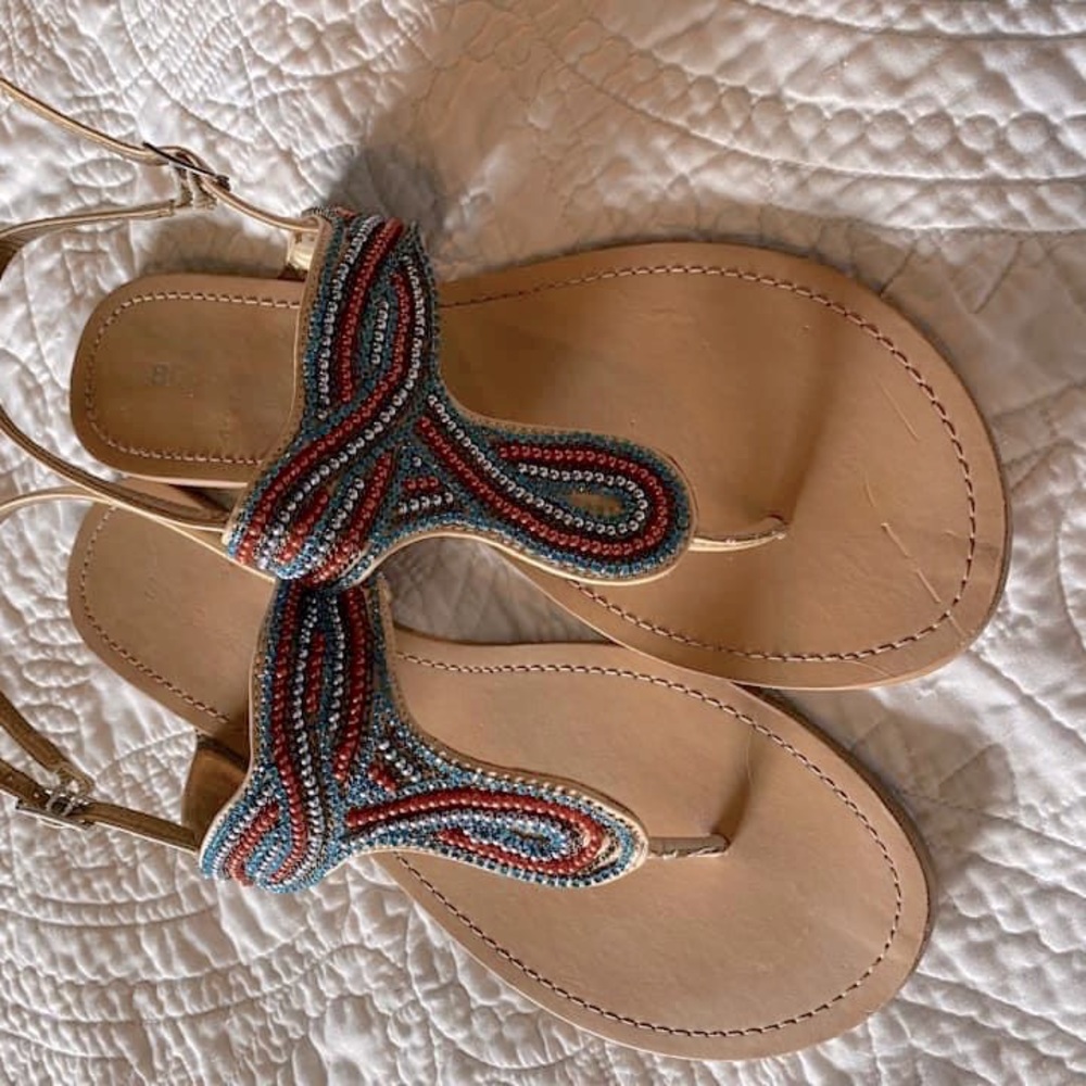 BCBG beaded sandals size 10